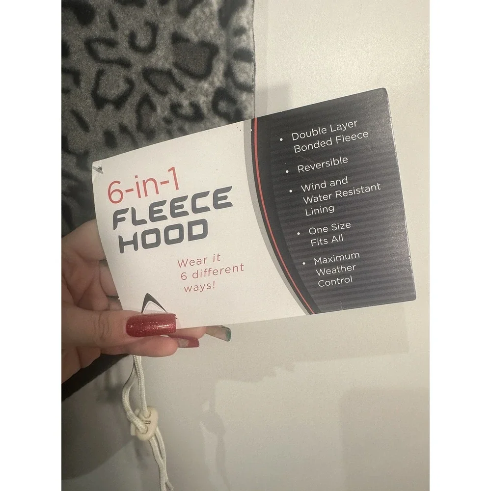 womens fleece‎ hood OSFM reversible hood bag beanie scarf neck wrap